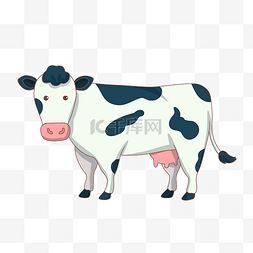 站立手绘图片_手绘小动物奶牛插画
