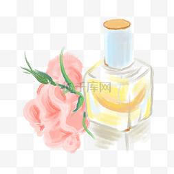 玫瑰花粉色手绘图片_卡通手绘香气芬芳香水插画