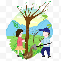 公益活动绿色图片_植树节种树铲土动作手绘