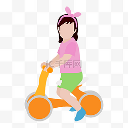 小女孩骑平衡车矢量素材