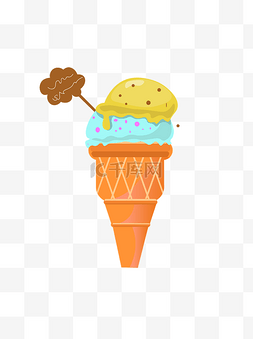 甜筒上的冰淇淋球图片_甜筒冰激凌