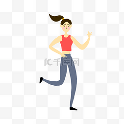 手绘运动健康跑步女孩
