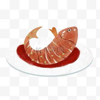 手绘美食水煮鱼素材