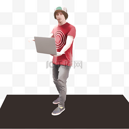 招聘海报图片_手绘在用笔记本电脑的男孩