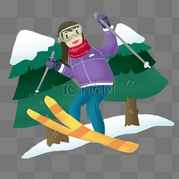 大寒滑雪的小女孩