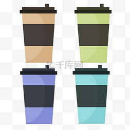 创意咖啡杯子图片_彩色平面咖啡杯素材元素