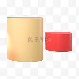 彩色圆柱立体盒子元素