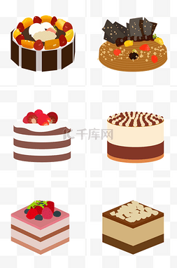 扁平化卡通蛋糕图片_扁平化蛋糕装饰素材