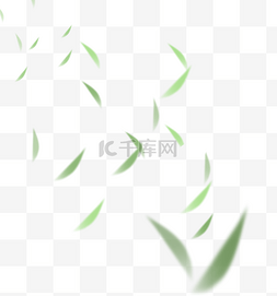 漂浮素材叶子图片_绿色漂浮的柳叶手绘插画免费