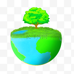 绿色地球星球图片_卡通绿色地球水体
