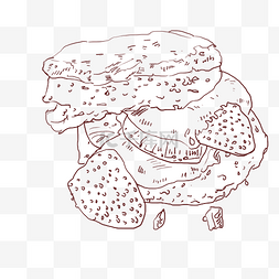 手绘线描食物插画