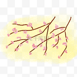 粉色樱花树枝PNG图片