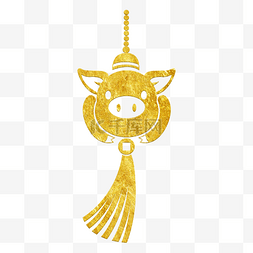 猪头素材图片_中国风传统烫金花纹猪猪头抱铜钱