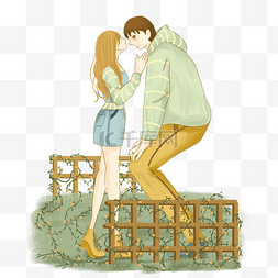 情侣亲吻图片_卡通手绘浪漫亲吻的情侣