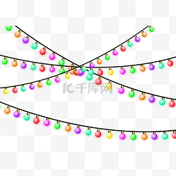 免抠灯泡png图片_卡通五颜六色彩灯装饰插画免抠高