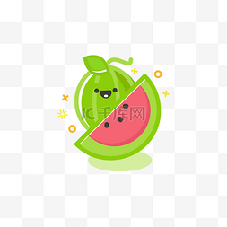 冰西瓜汁图片_矢量卡通西瓜水果夏天西瓜汁摘西