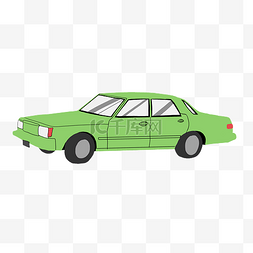 经典的老爷车图片_绿色的小轿车卡通插画