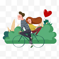 手绘情人节自行车插画