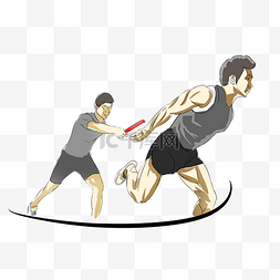 跑步运动人物图片_接力健身人物插画