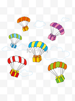 漂浮天空图片_漂浮下落的降落伞和礼物