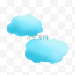 蓝色的天空云朵图片_卡通手绘渐变质感云朵PNG免抠素材