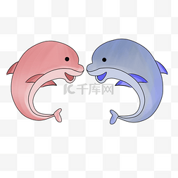情侣玩具海豚插画