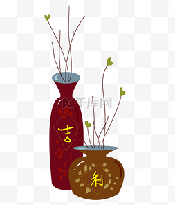 新年花瓶手绘插画