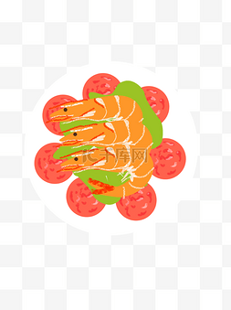 盘扣设计图片_一盘美味的虾食材设计可商用元素