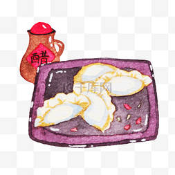 手绘中国风美食图片_中国风春节手绘水饺