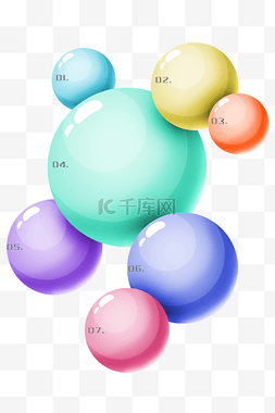 简介卡通图片_圆球体分子图表插画