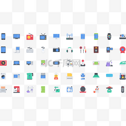电子产品配件图标图片_科技电子产品彩色扁平图标