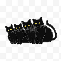 手绘黑色猫咪图片_可爱的黑色小猫咪