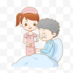 病房图片_医疗照顾老奶奶的护士PNG免抠素材