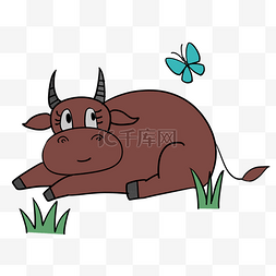 动物小牛的图片_黄色的小牛手绘插画