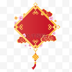 红色中国结背景图片_矢量手绘中国风格挂饰