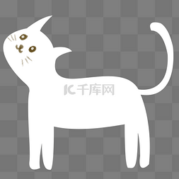 插画猫咪图片_可爱白色猫咪手绘插画psd