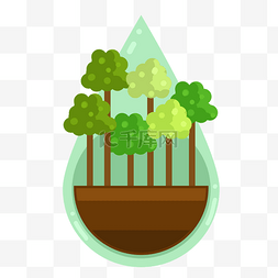 保护水资源素材图片_绿色树木植物水滴形状