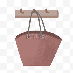 定制购物袋图片_卡通手绘吊着的皮包手提袋
