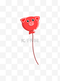 猪年图片_红色可爱猪年气球漂浮手绘素材