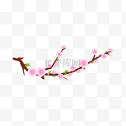 桃花的叶子图片_粉色的桃花盛开插画