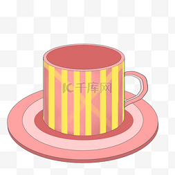 粉色杯子黄色条纹