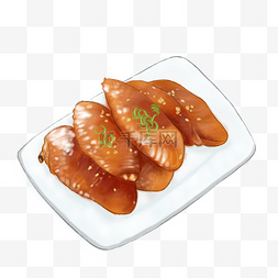 手绘插画餐桌图片_手绘美食蒜香鸡翅