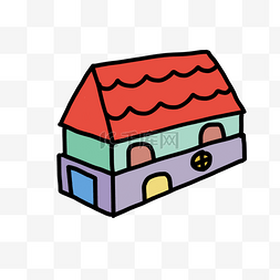手绘儿童画房屋插画