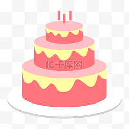 蛋糕双层图片_手绘2.5d蛋糕插画