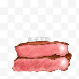 手绘肉类食材图片_红色肉类猪肉猪排食材美食美味手