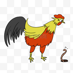 卡通公鸡插画图片_黄色的公鸡手绘插画