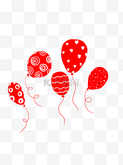 粉水气球图片_手绘红色可爱气球商用素材