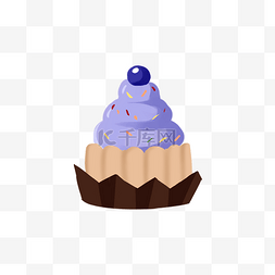 蓝莓奶油芝士蛋糕杯插画