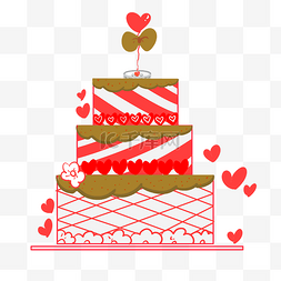 切块椰蓉蛋糕图片_红色的蛋糕手绘插画