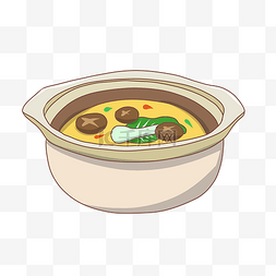 食品香菇图片_手绘美食砂锅插画